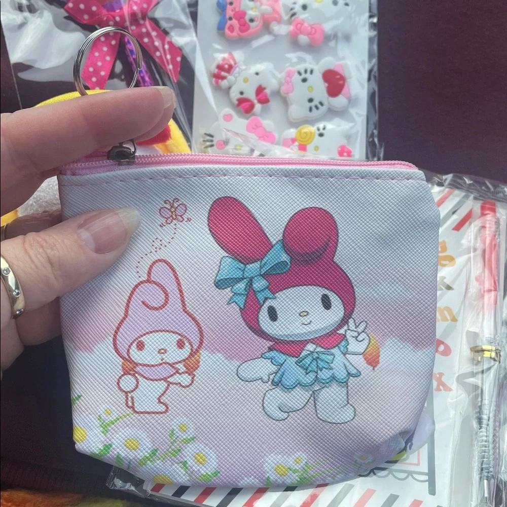 Hello Kitty and My Melody Accessories Set bundle of 6 croc charms socks pen nwt